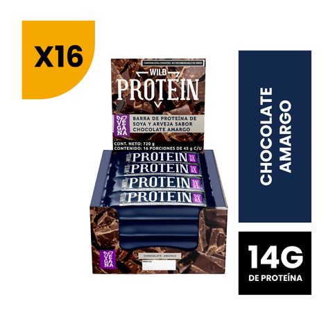 Barra de Proteína Vegana sabor Chocolate Amargo 16 unidades