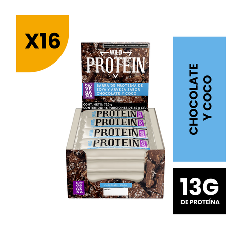 Barra de Proteína Vegana sabor Chocolate Coco 16 unidades